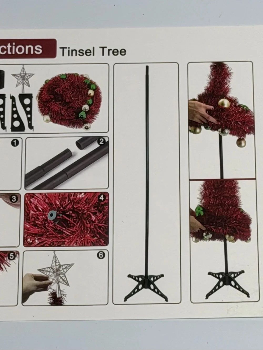 Tinsel Tree Holiday Decor - Red